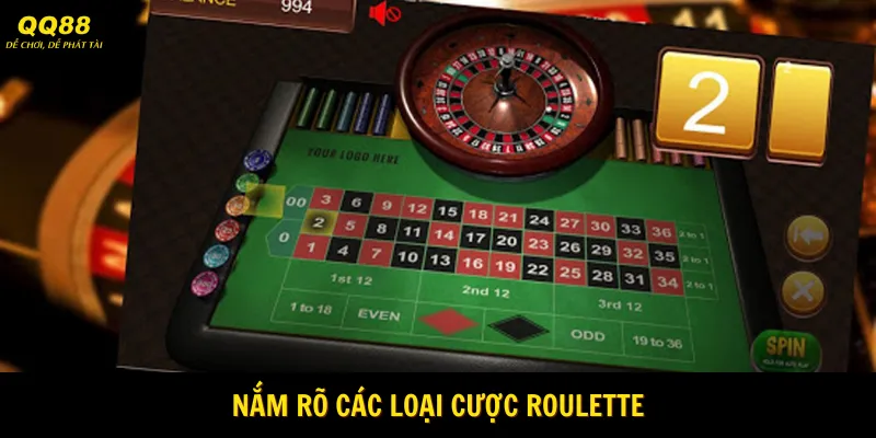 Roulette QQ88 - Vòng Quay May Mắn Đầu Năm 2025 3 Nắm rõ các loại cược Roulette